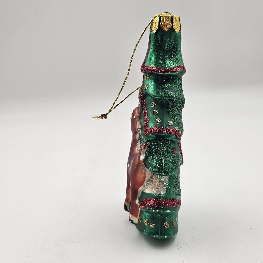 Rudolph The Red Nosed Reindeer Christmas Tree Glass Ornament 1990s 4.75 in VTG - Picture 5 of 8